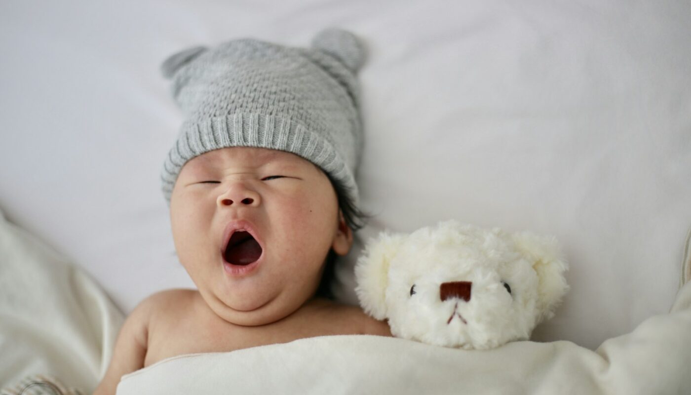 Baby sleeping in bamboo pyjamas