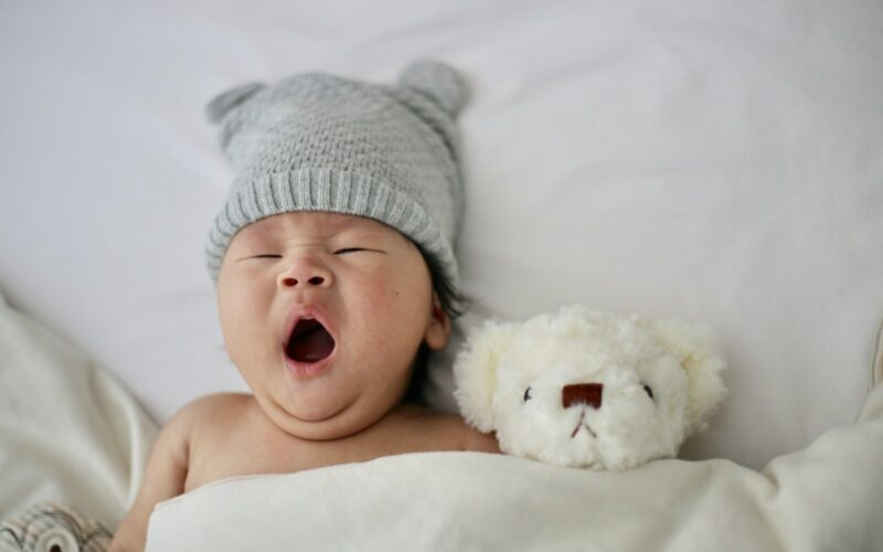 Baby sleeping in bamboo pyjamas