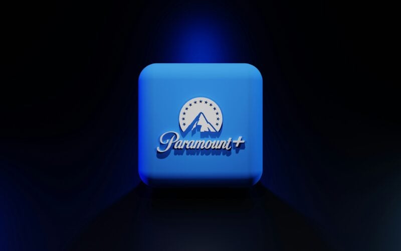 Paramount+ app icon glowing on a dark background