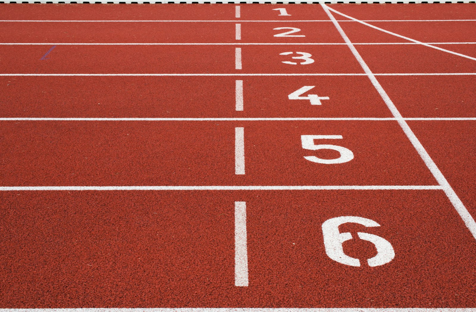 Numbered lanes on a red running track (photo: Austris Augusts / Unsplash)